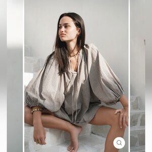 Daughters of India Poet Dress in Taupe